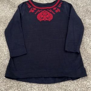 LOFT XS navy knit top with 3/4 length sleeves, exc cond.!